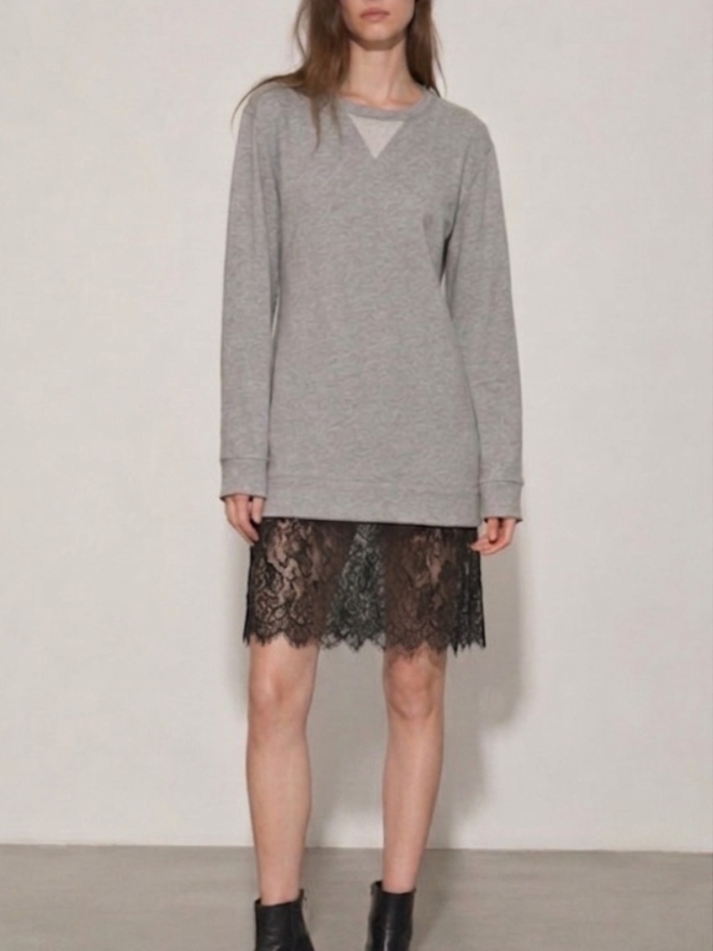 BCBG Maxazria sweatshirt/lace detailed dress SZ S